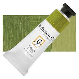 Shiva Signature Artist Oil Color - Green Gold, 1.25 oz Tube and swatch