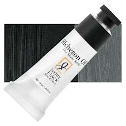 Shiva Signature Artist Oil Color - Ivory Black, 1.25 oz Tube and swatch