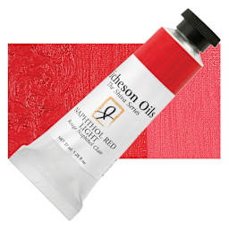 Shiva Signature Artist Oil Color - Naphthol Red Light, 1.25 oz Tube and swatch