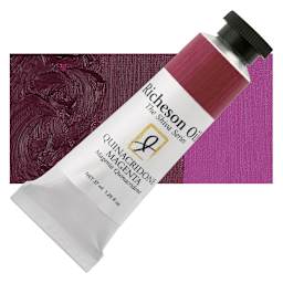 Shiva Signature Artist Oil Color - Quinacridone Magenta, 37 ml Tube and swatch