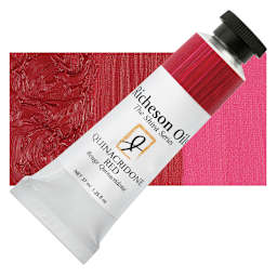 Shiva Signature Artist Oil Color - Quinacridone Red, 1.25 oz Tube and swatch