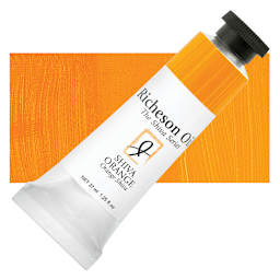 Shiva Signature Artist Oil Color - Shiva Orange, 1.25 oz Tube and swatch