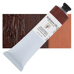 Shiva Signature Artist Oil Color - Transparent Orange Oxide, 150 ml Tube and swatch