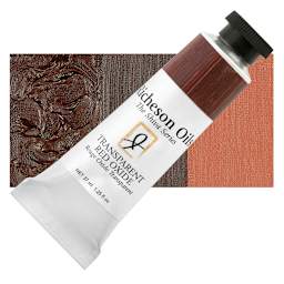 Shiva Signature Artist Oil Color - Transparent Red Oxide, 1.25 oz Tube and swatch