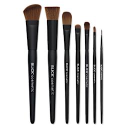 Blick Cosmetic Brushes - 7 styles of Cosmetic brushes in assortment shown upright
