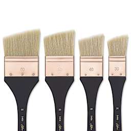 Silver Brush Atelier Hog Bristle Mottler Brushes - Closeup of 4 Angled Brushes shown