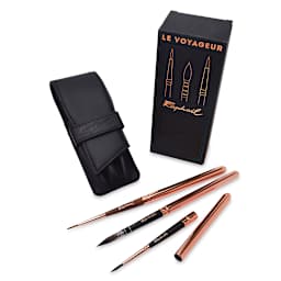 Raphaël Le Voyageur Travel Brush Wallet Set - Component brushes and Wallet shown with package