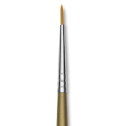 Mayco Overglaze Natural and Synthetic Blend Brush - Liner Gold, Short Handle, Size 0, close-up