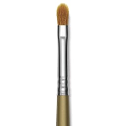 Mayco Overglaze Natural and Synthetic Blend Brush - Oval Shader Gold, Short Handle, Size 6, close-up