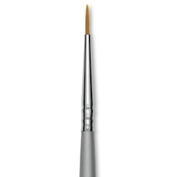 Mayco Overglaze Natural and Synthetic Blend Brush - Liner Silver, Short Handle, Size 0, close-up