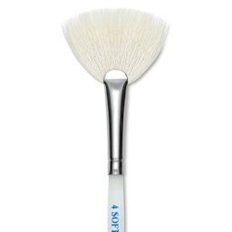 Mayco Reflections White Synthetic and Natural Blend Brush - Soft Fan, Short Handle, Size 4, close-up