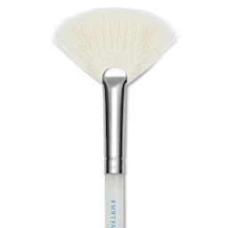 Mayco Reflections White Synthetic and Natural Blend Brush - Soft Fan, Short Handle, Size 8, close-up