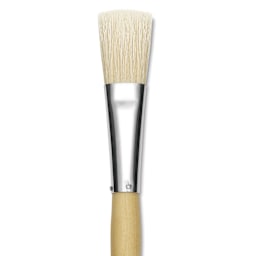 Silver Brush Silver Jumbo White Hog Bristle Brush - Chisel, Extra Long Handle, Size 1", close-up