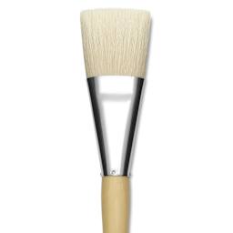 Silver Brush Silver Jumbo White Hog Bristle Brush - Chisel, Extra Long Handle, Size 2", close-up