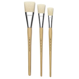 Silver Brush Silver Jumbo White Hog Bristle, Extra Long Handle brushes laid out