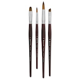 Escoda Prado Tame Synthetic Brushes - Series 8913 Set of 4, Short Handle, laid out