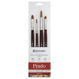 Escoda Prado Tame Synthetic Brushes - Series 8913 Set of 4, Short Handle, front of the packaging