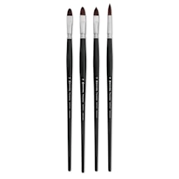 Escoda Primera Teijin Synthetic Brushes - Series 8958 Set of 4, Long Handle, laid out