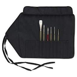 Escoda Signature Ali Cavanaugh Synthetic Brushes - Assorted, Set of 6, case open showing brushes inside