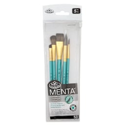 Royal & Langnickel Menta Synthetic Squirrel Ceramic Brush Set - Set of 5, front of packaging