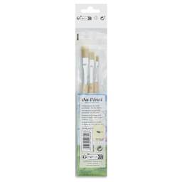 Da Vinci Junior Synthetic Bristle Brushes - Flat, Set of 3, back of the packaging