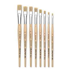 Da Vinci Junior Synthetic Bristle Brushes - Set of 8 Flat brushes shown upright