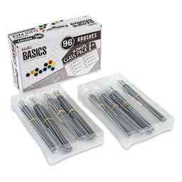 Liquitex Basics Synthetic Brushes - Class Pack of 96. Two trays of brushes with package shown