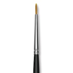 Trekell Synthetic Gold Taklon Brush - Round, Short Handle, Size 0, close-up