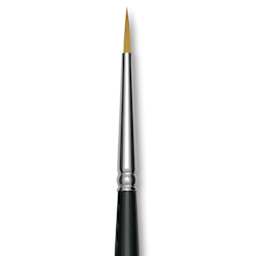 Trekell Synthetic Gold Taklon Brush - Round, Short Handle, Size 1, close-up