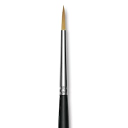 Trekell Synthetic Gold Taklon Brush - Round, Short Handle, Size 3, close-up