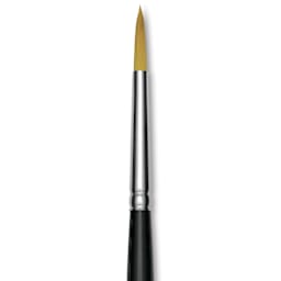 Trekell Synthetic Gold Taklon Brush - Round, Short Handle, Size 6, close-up
