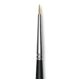 Trekell Synthetic Gold Taklon Brush - Round, Short Handle, Size 5/0, close-up