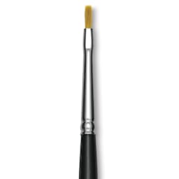 Trekell Synthetic Gold Taklon Brush - Bright, Short Handle, Size 0, close-up