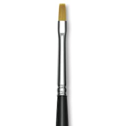 Trekell Synthetic Gold Taklon Brush - Bright, Short Handle, Size 2, close-up
