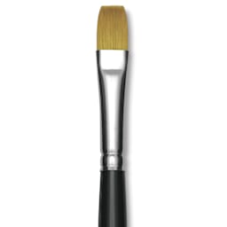 Trekell Synthetic Gold Taklon Brush - Bright, Short Handle, Size 12, close-up