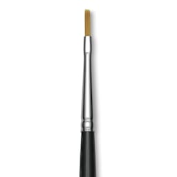 Trekell Synthetic Gold Taklon Brush - Flat, Short Handle, Size 0, close-up
