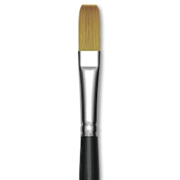 Trekell Synthetic Gold Taklon Brush - Flat, Short Handle, Size 12, close-up