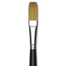 Trekell Synthetic Gold Taklon Brush - Flat, Short Handle, Size 16, close-up