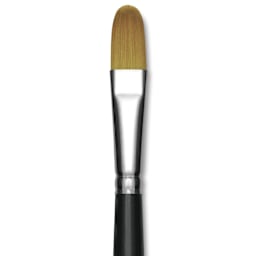 Trekell Synthetic Gold Taklon Brush - Filbert, Short Handle, Size 16, close-up