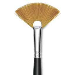 Trekell Synthetic Gold Taklon Brush - Fan, Short Handle, Size 6, close-up