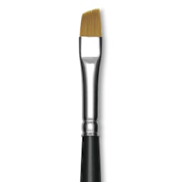 Trekell Synthetic Gold Taklon Brush - Angle, Short Handle, Size 1/4", close-up