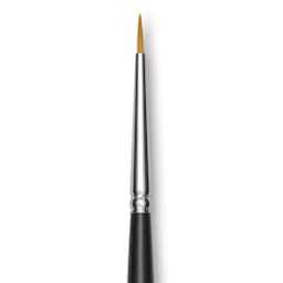 Trekell Synthetic Gold Taklon Brush - Round, Long Handle, Size 0, close-up