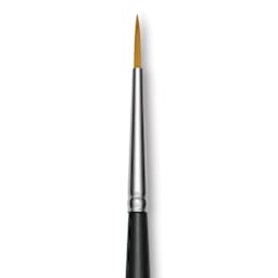 Trekell Synthetic Gold Taklon Brush - Round, Long Handle, Size 4, close-up