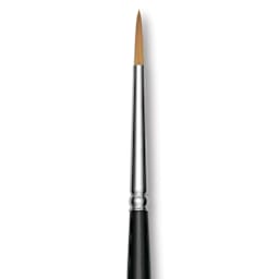 Trekell Synthetic Gold Taklon Brush - Round, Long Handle, Size 6, close-up
