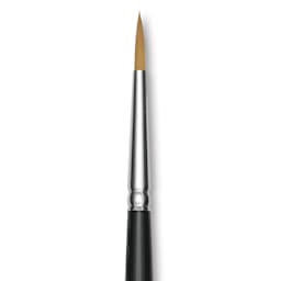 Trekell Synthetic Gold Taklon Brush - Round, Long Handle, Size 8, close-up