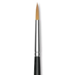 Trekell Synthetic Gold Taklon Brush - Round, Long Handle, Size 12, close-up