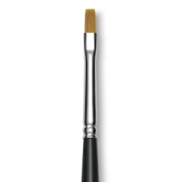 Trekell Synthetic Gold Taklon Brush - Bright, Long Handle, Size 2, close-up