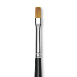 Trekell Synthetic Gold Taklon Brush - Bright, Long Handle, Size 4, close-up