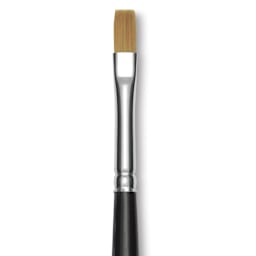 Trekell Synthetic Gold Taklon Brush - Bright, Long Handle, Size 6, close-up