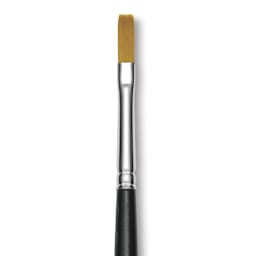 Trekell Synthetic Gold Taklon Brush - Flat, Long Handle, Size 4, close-up